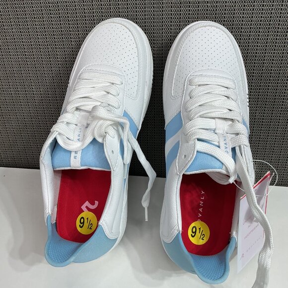 Redvanly Women's Size 9.5 White & Blue Vegan Leather Sneakers - Picture 4 of 7